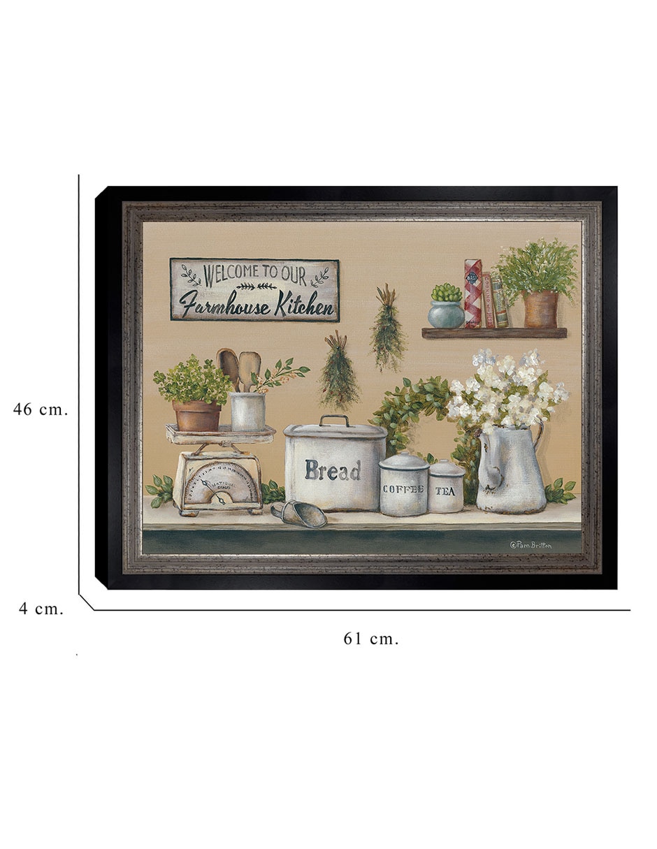 Cuadro decorativo Cocina de granja con jardín de Pam Britton técnica mixta 6