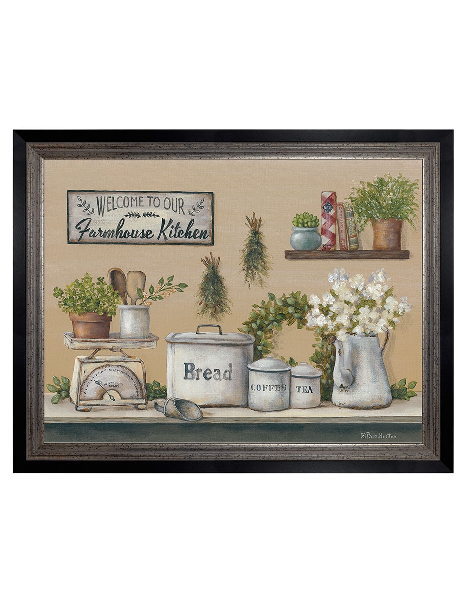 Cuadro decorativo Cocina de granja con jardín de Pam Britton técnica mixta