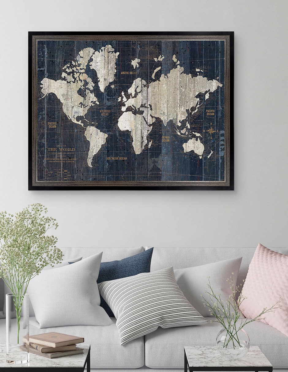 Cuadro decorativo Mapa del Viejo Mundo azul v2 de Wild Apple Portfolio técnica mixta 2