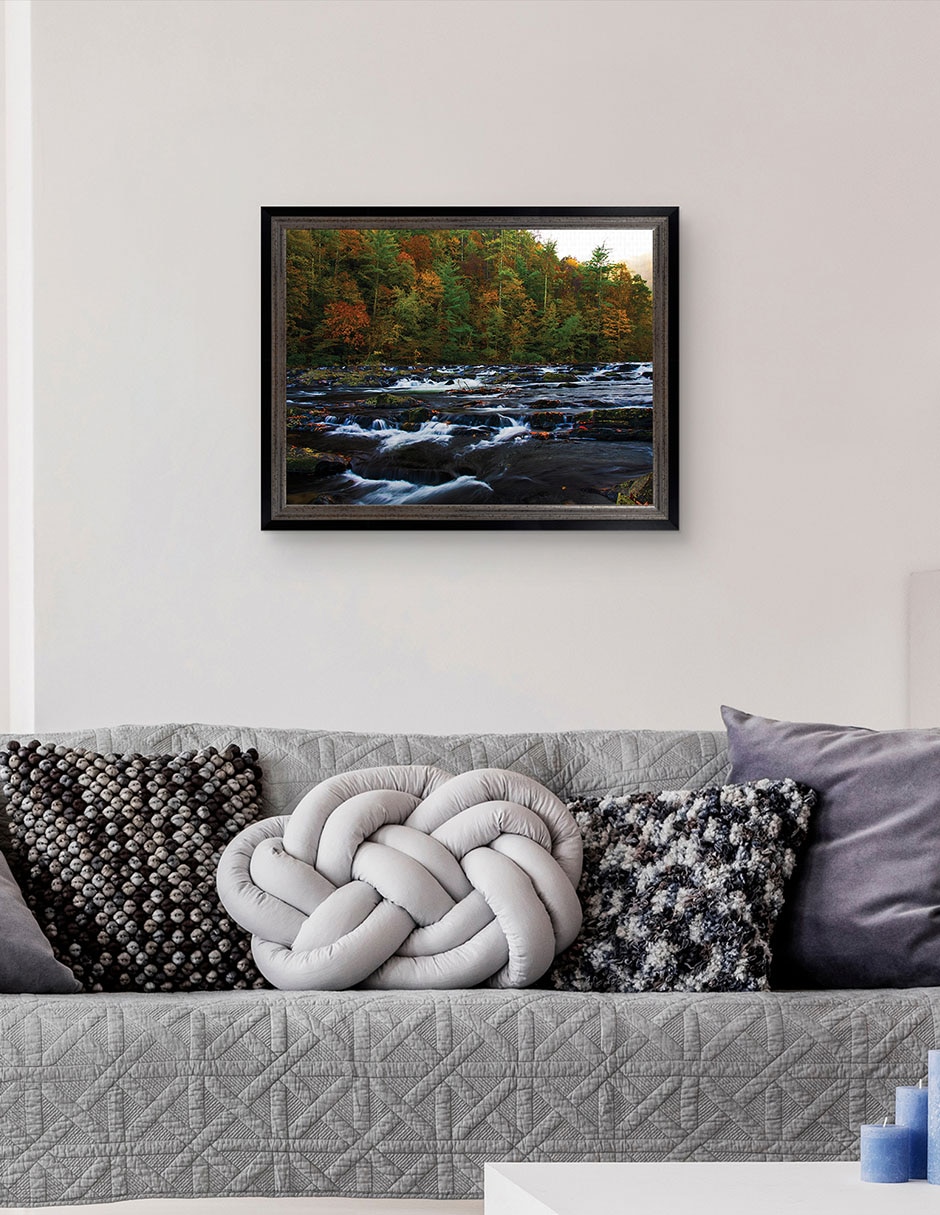 Cuadro decorativo Otoño en el río Tellico de Andy Crawford técnica mixta 2