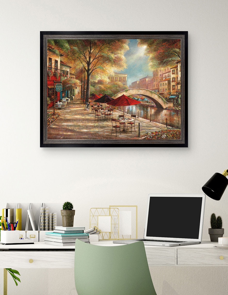 Cuadro decorativo Encanto del paseo del río de Ruane Manning técnica mixta 3