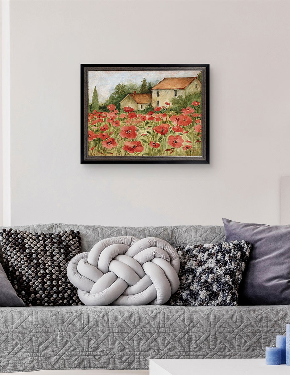 Cuadro decorativo Paisaje toscano de amapolas de Susan Winget técnica mixta 2