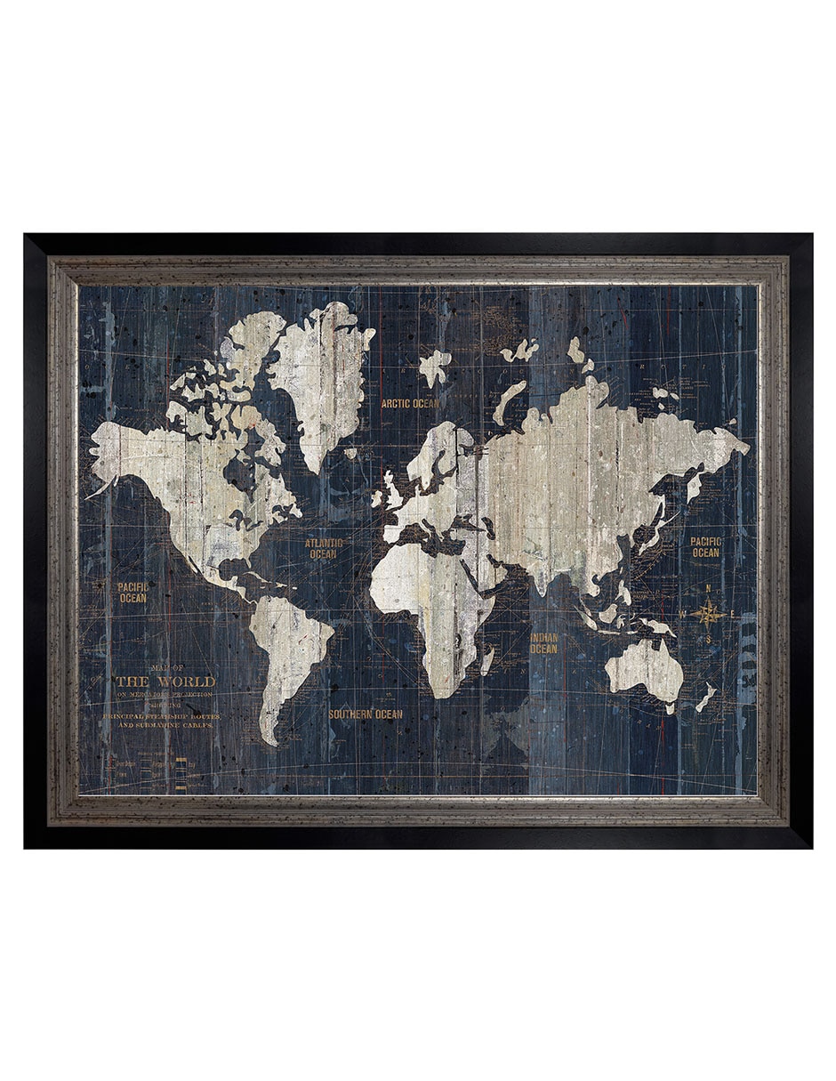 Cuadro decorativo Mapa del Viejo Mundo azul v2 de Wild Apple Portfolio técnica mixta