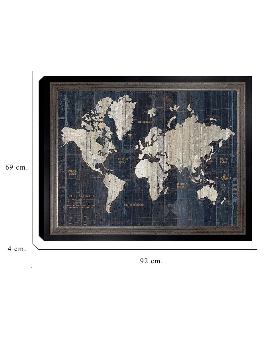 Cuadro decorativo Mapa del Viejo Mundo azul v2 de Wild Apple Portfolio técnica mixta 2