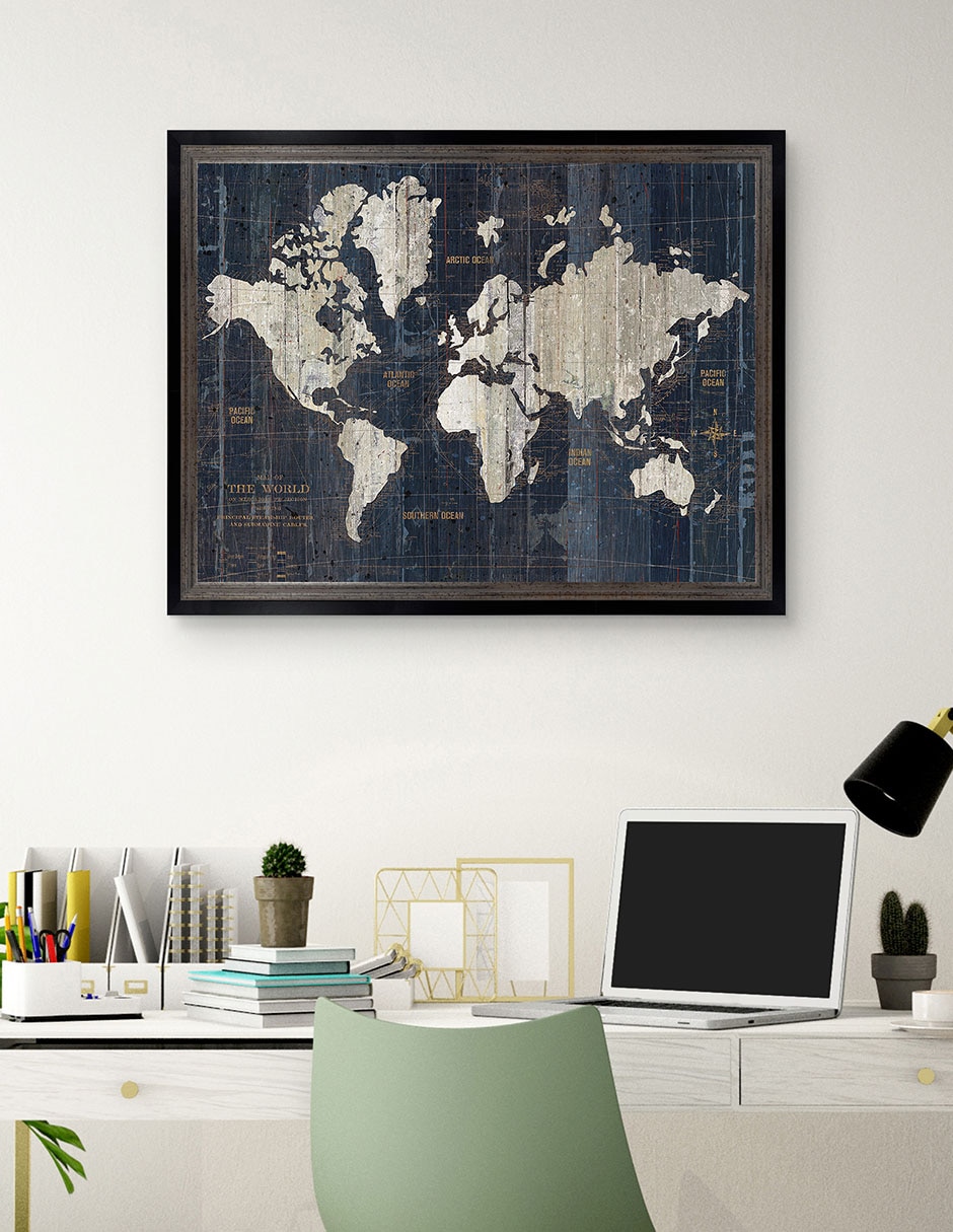 Cuadro decorativo Mapa del Viejo Mundo azul v2 de Wild Apple Portfolio técnica mixta 4