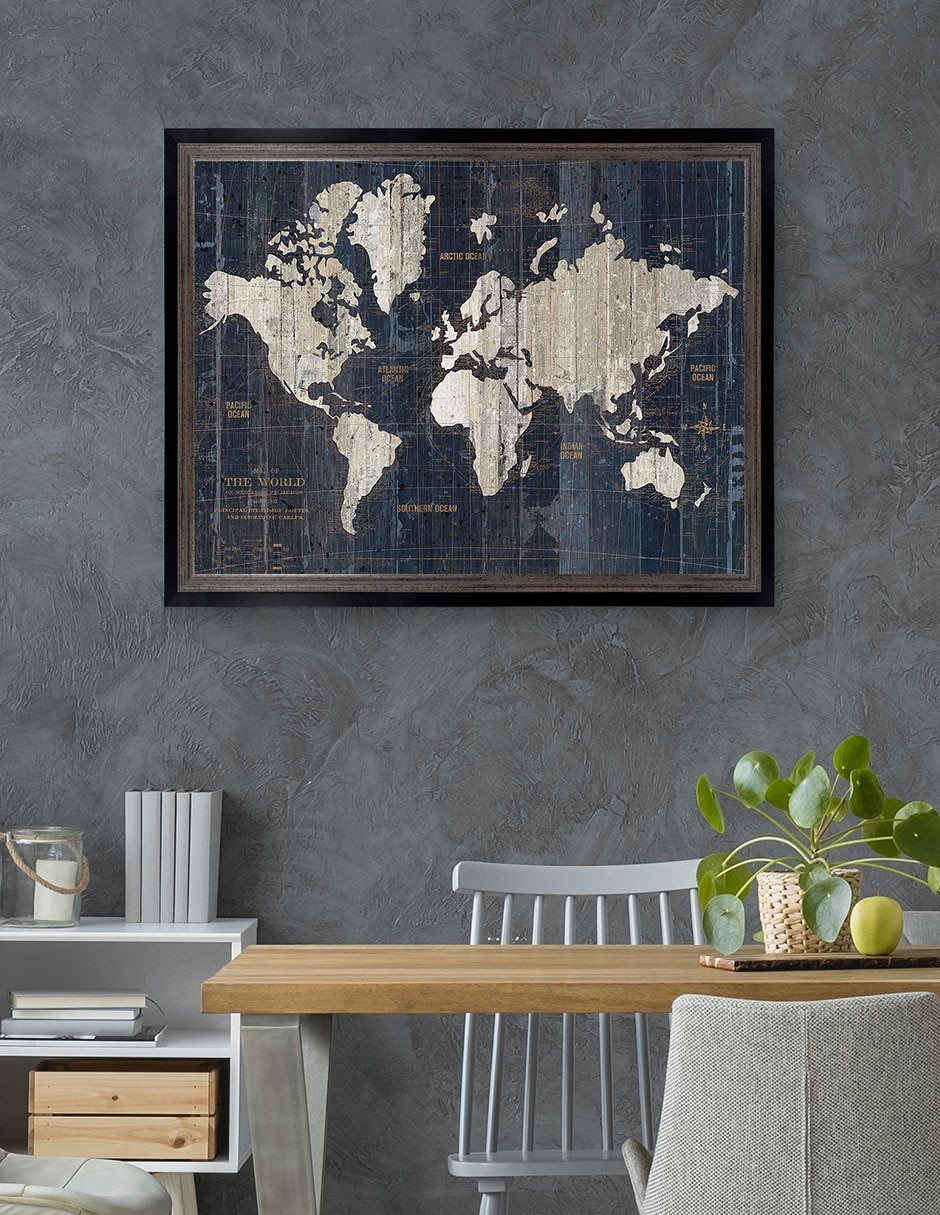 Cuadro decorativo Mapa del Viejo Mundo azul v2 de Wild Apple Portfolio técnica mixta 5