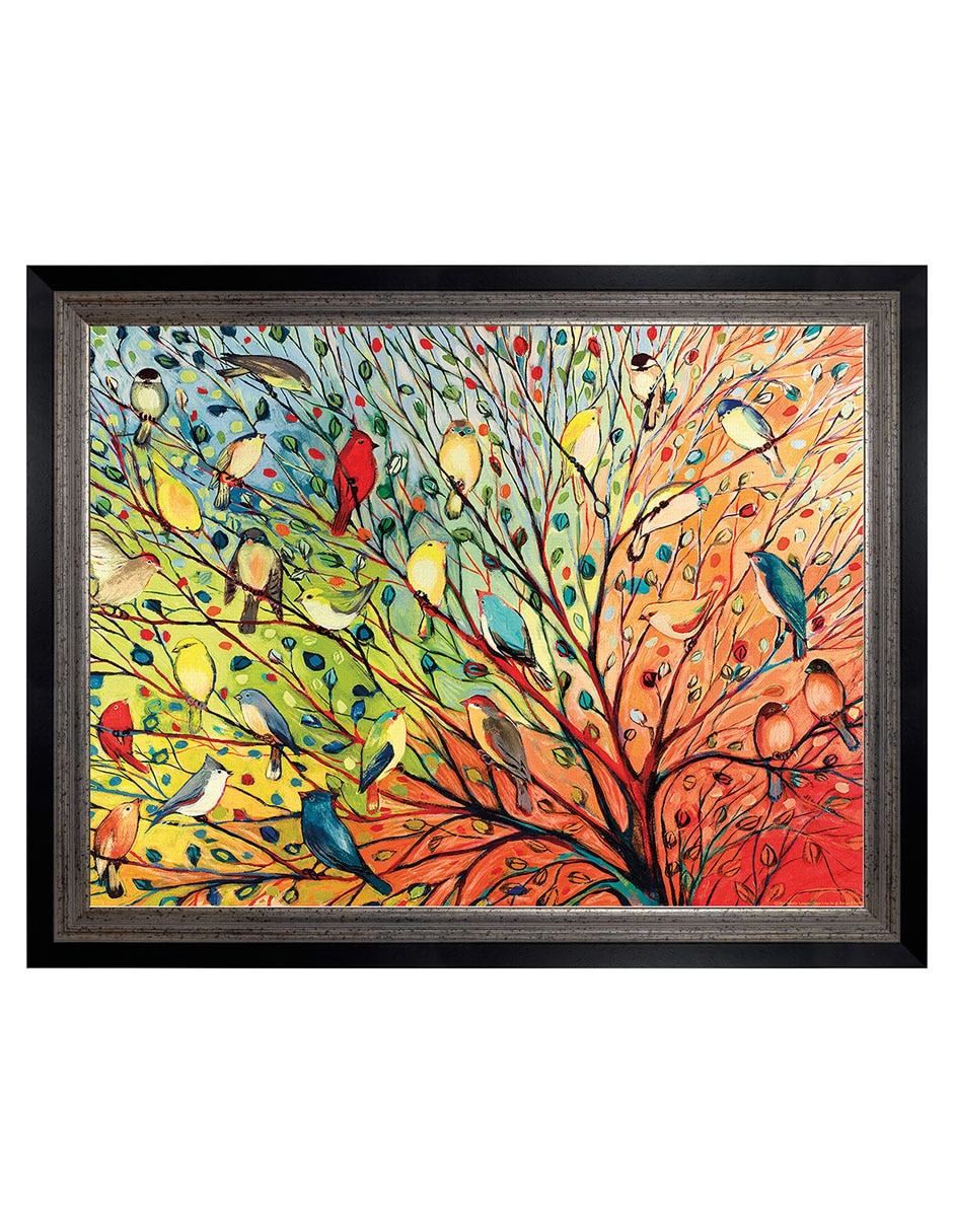 Cuadro decorativo 27 aves de Jennifer Lommers técnica mixta