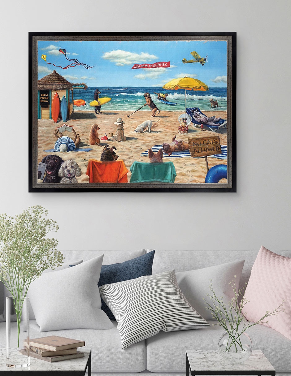 Cuadro decorativo Playa de perros de Lucia Heffernan técnica mixta 3