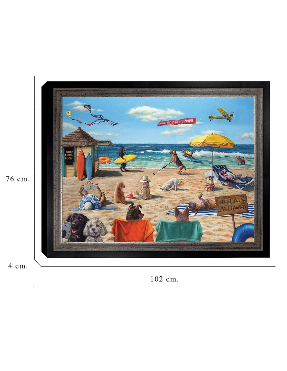 Cuadro decorativo Playa de perros de Lucia Heffernan técnica mixta 2