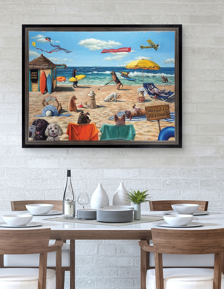 Cuadro decorativo Playa de perros de Lucia Heffernan técnica mixta 4