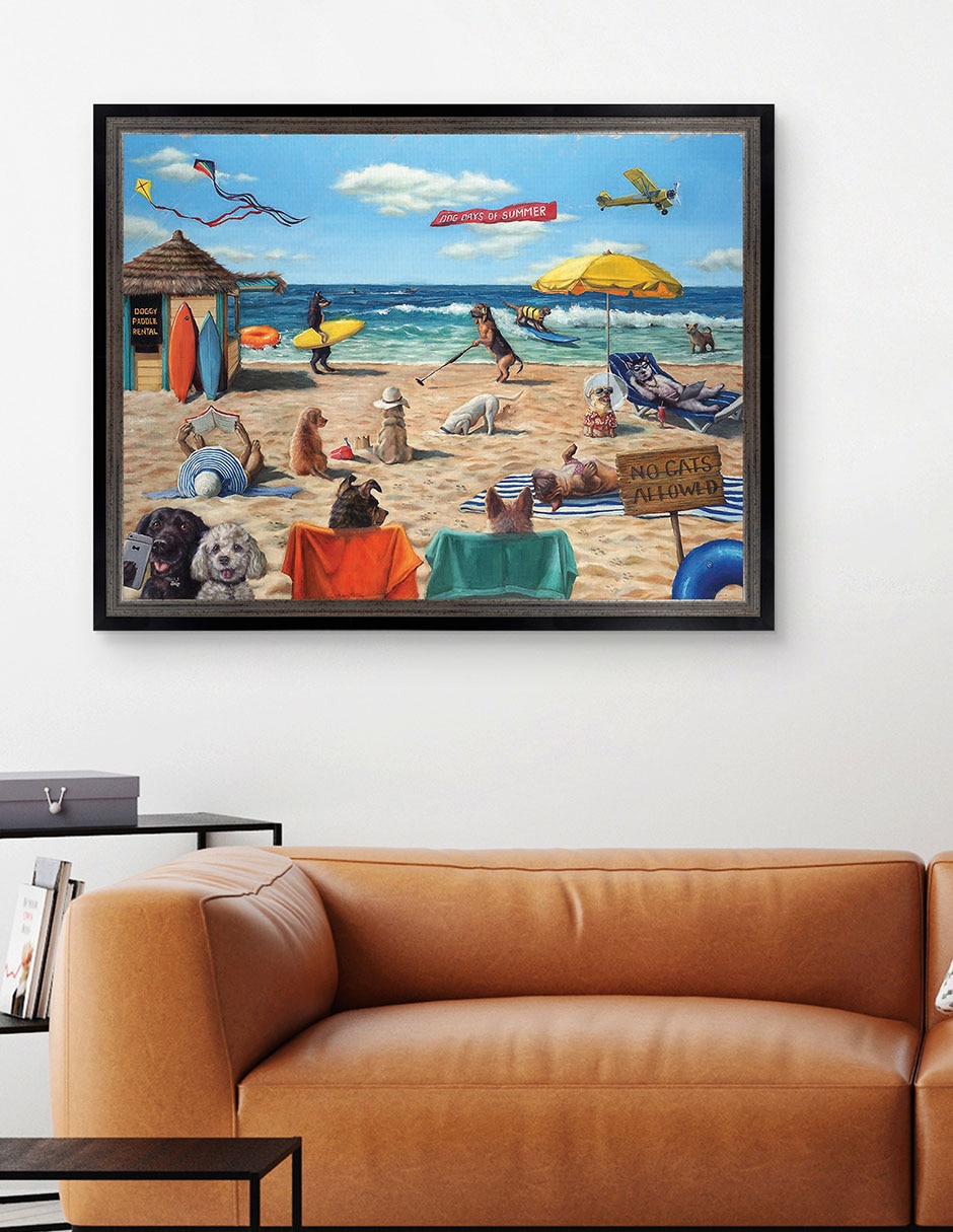 Cuadro decorativo Playa de perros de Lucia Heffernan técnica mixta 5