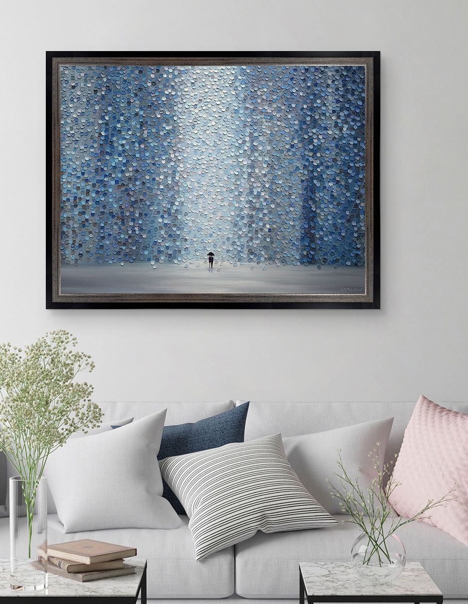 Cuadro decorativo Lluvia azul de Ekaterina Ermilkina técnica mixta 3