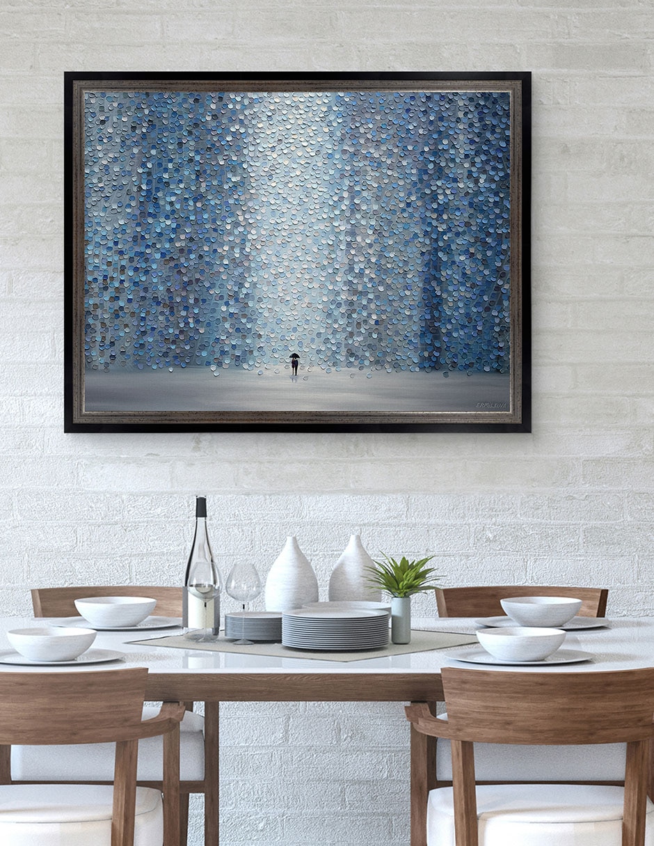 Cuadro decorativo Lluvia azul de Ekaterina Ermilkina técnica mixta 4