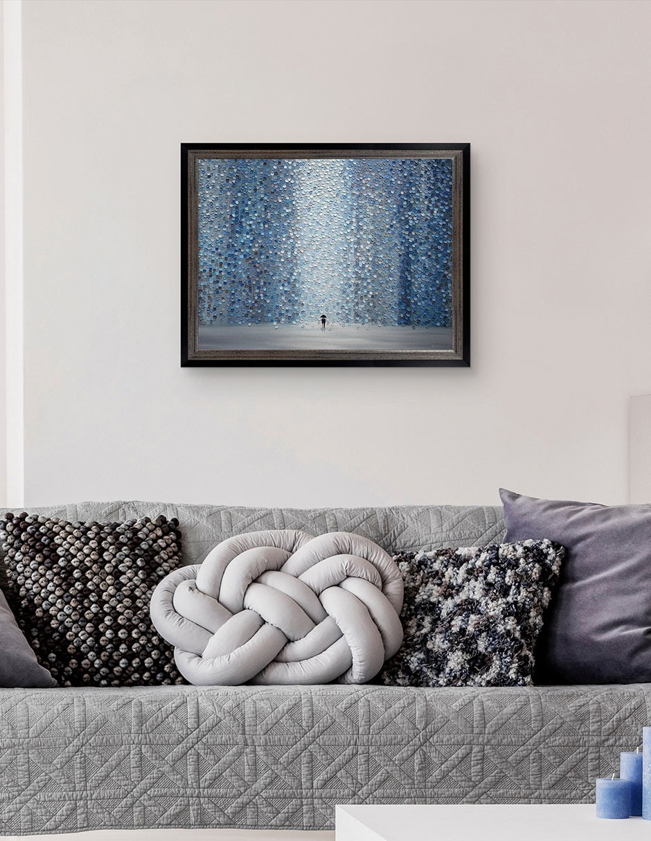 Cuadro decorativo Lluvia azul de Ekaterina Ermilkina técnica mixta 2