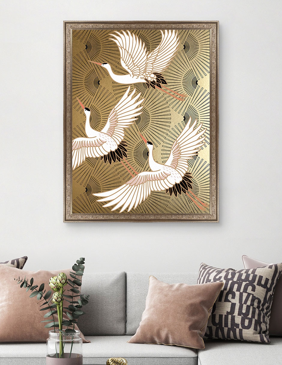 Cuadro decorativo Grulla joya japonesa de Nikki Chu técnica mixta 2