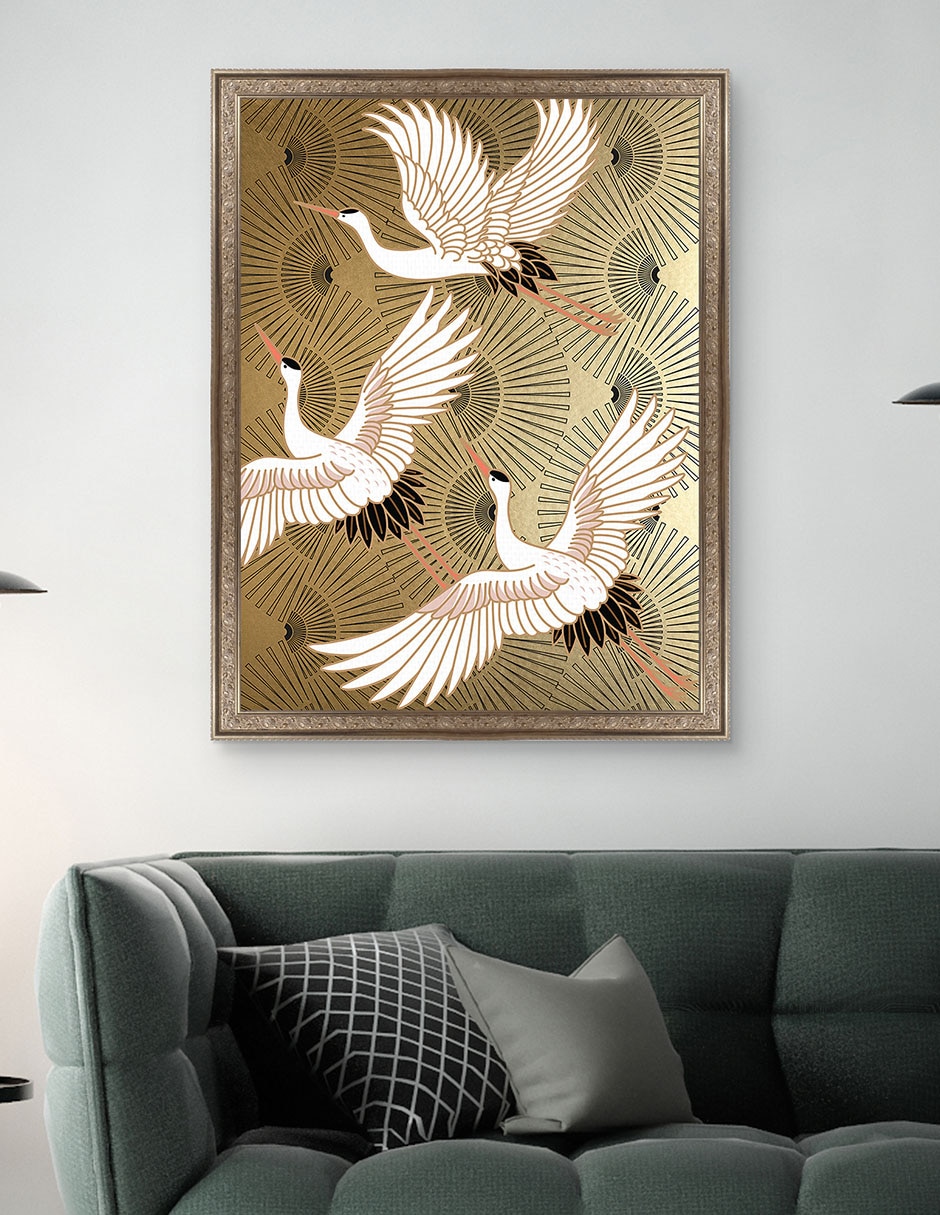 Cuadro decorativo Grulla joya japonesa de Nikki Chu técnica mixta 4