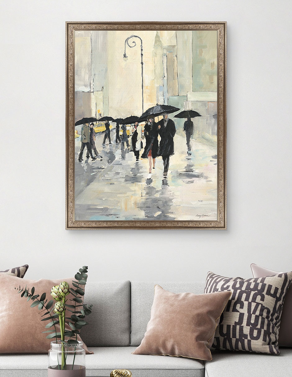 Cuadro decorativo Ciudad bajo la lluvia de Avery Tillmon técnica mixta 3