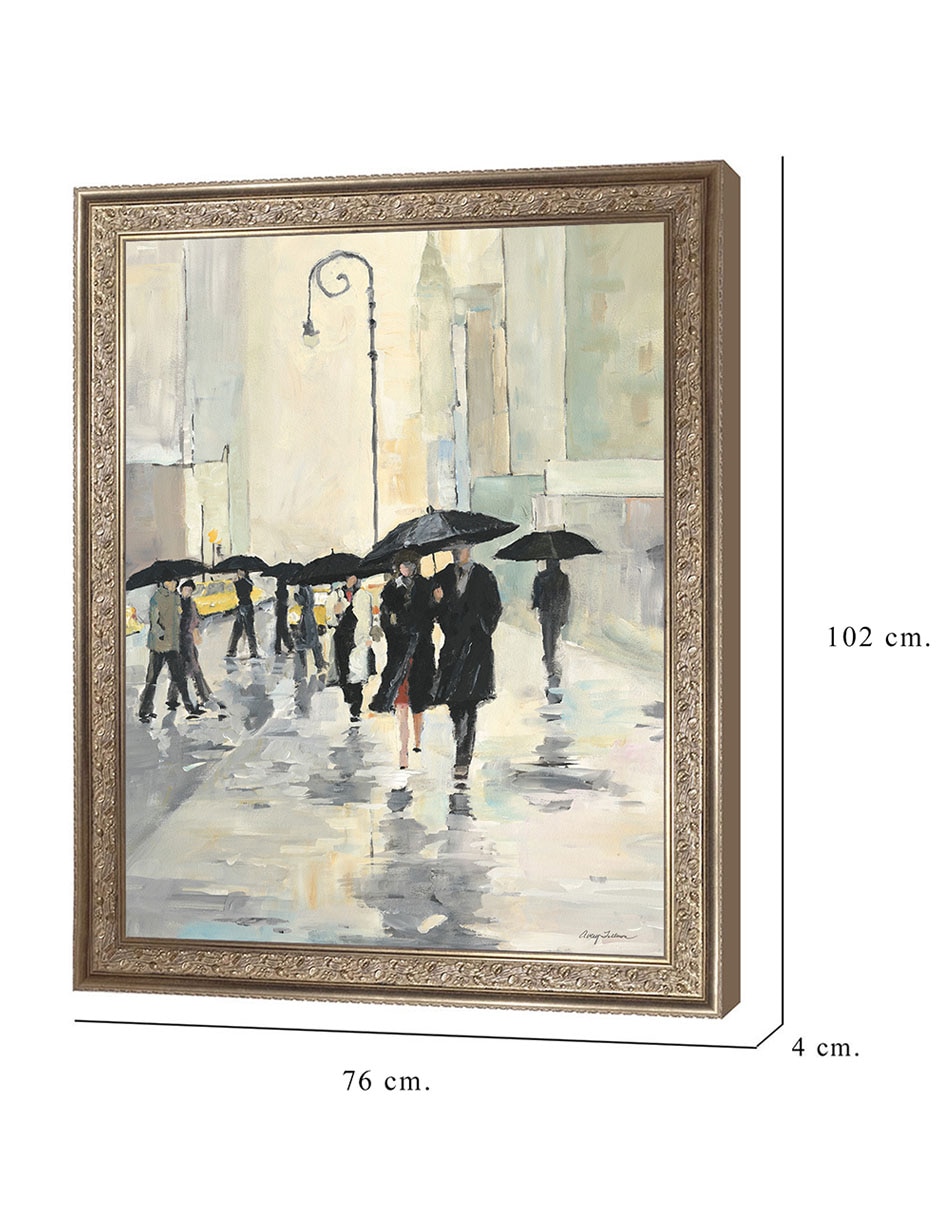 Cuadro decorativo Ciudad bajo la lluvia de Avery Tillmon técnica mixta 2