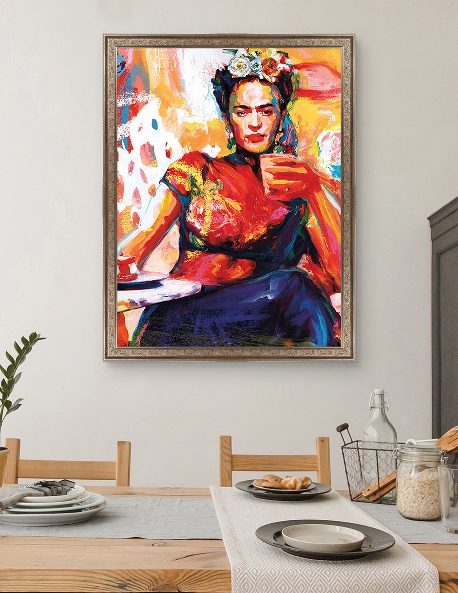 Cuadro decorativo Frida en pausa de café de Willowbrook Fine Art técnica mixta 4
