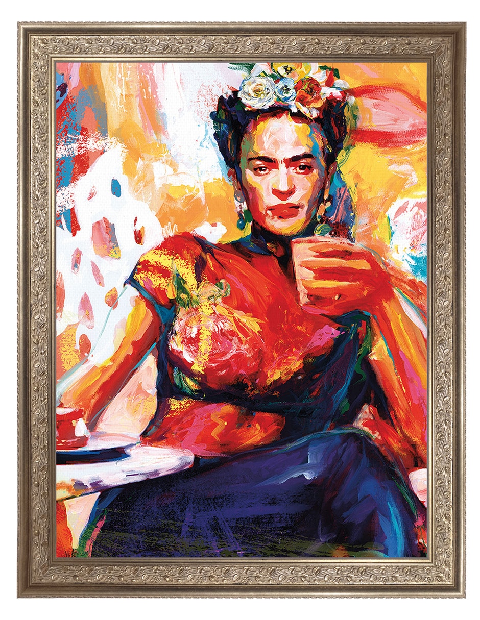 Cuadro decorativo Frida en pausa de café de Willowbrook Fine Art técnica mixta Cuadro decorativo Frida en pausa de café de Willowbrook Fine Art técnica mixta