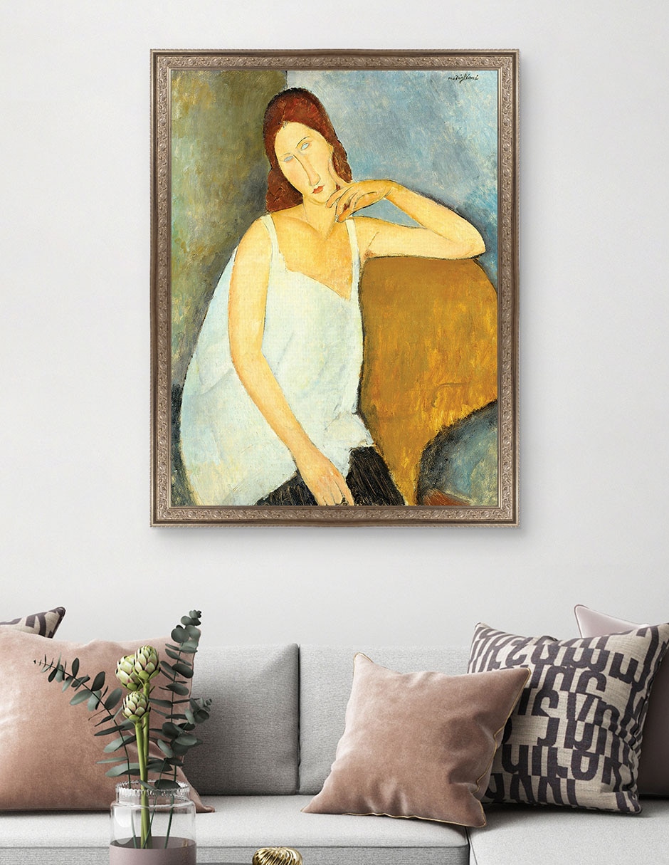 Cuadro decorativo Jeanne Hébuterne (1898-1920) arte mural de Amedeo Modigliani técnica mixta 2