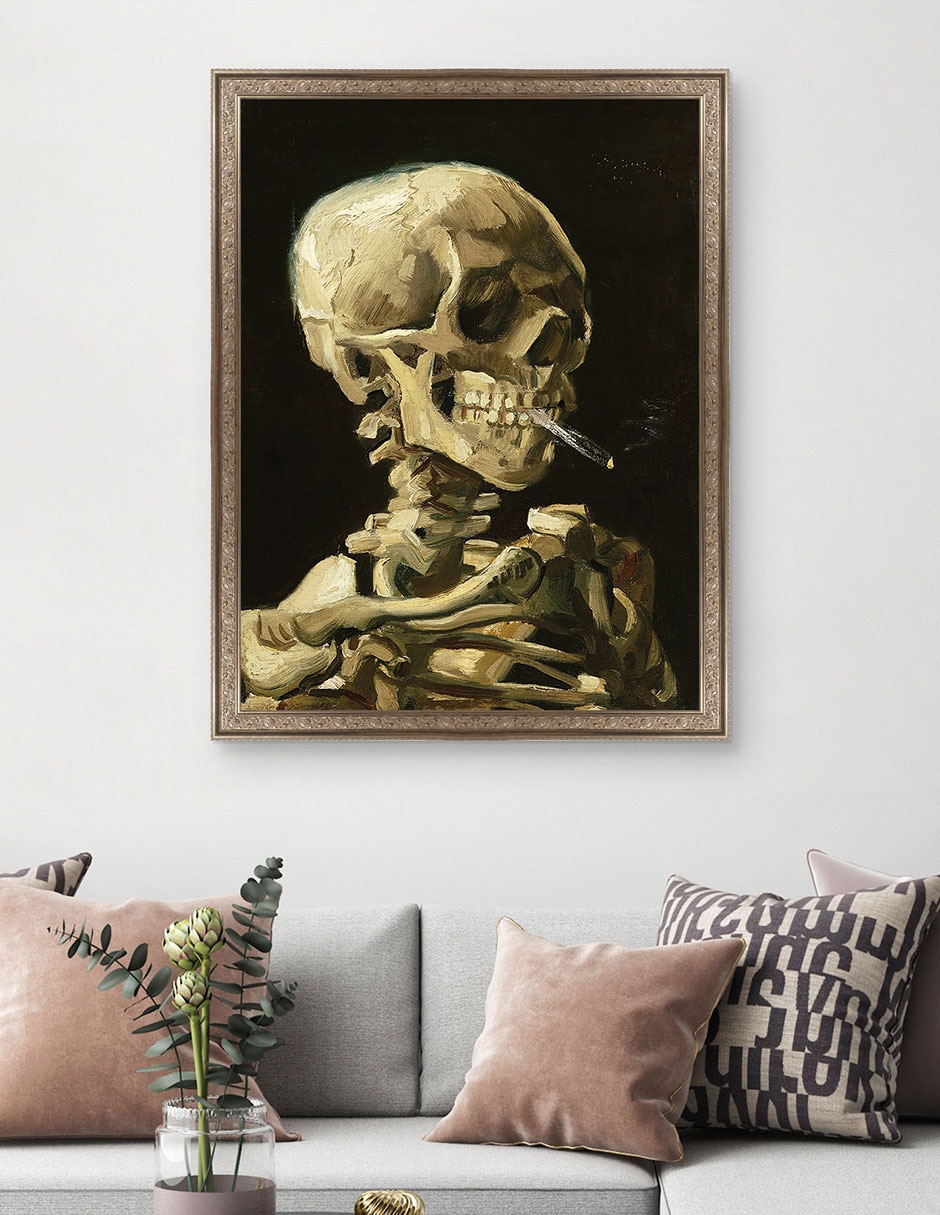 Cuadro decorativo Calavera con cigarrillo encendido de Vincent Van Gogh técnica mixta 3