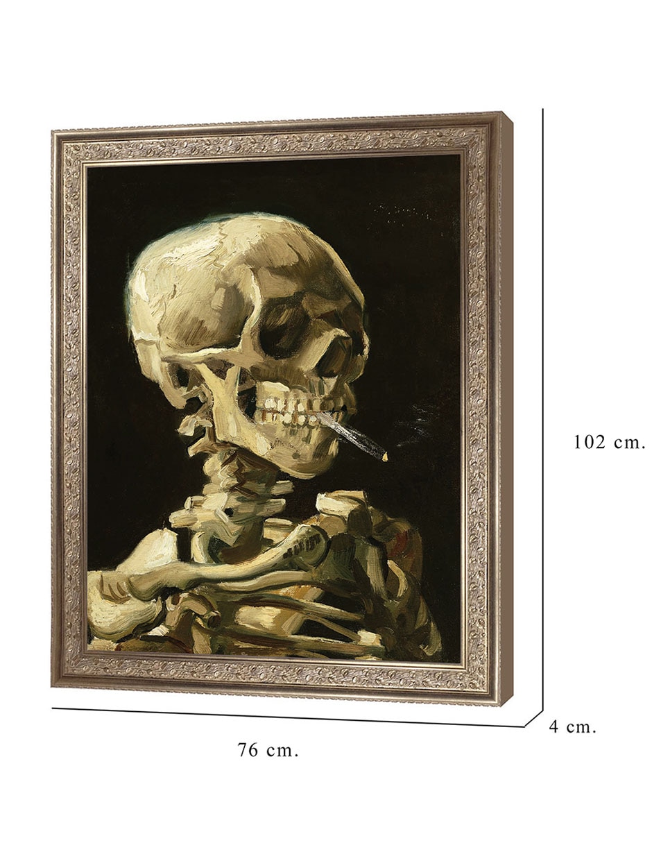 Cuadro decorativo Calavera con cigarrillo encendido de Vincent Van Gogh técnica mixta 2