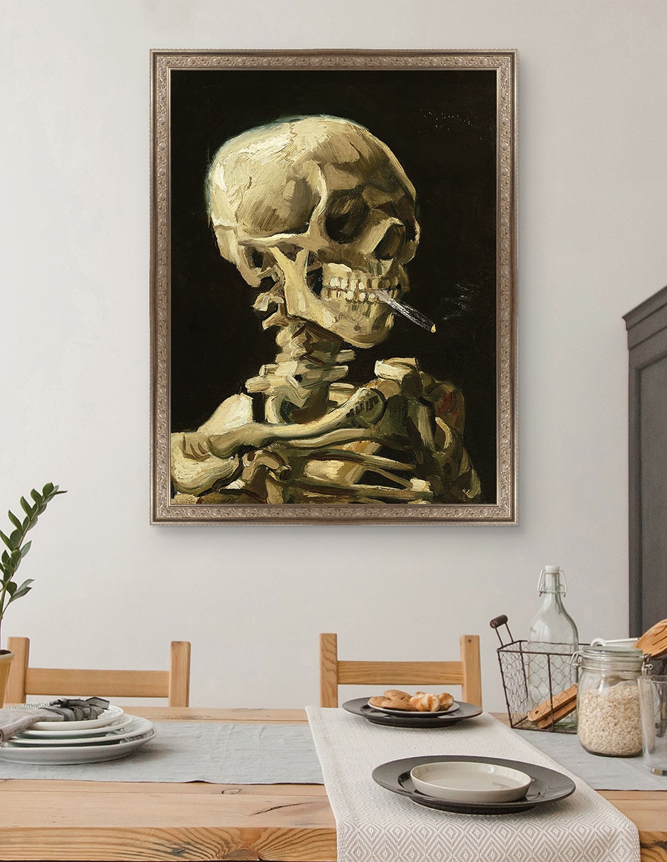 Cuadro decorativo Calavera con cigarrillo encendido de Vincent Van Gogh técnica mixta 4