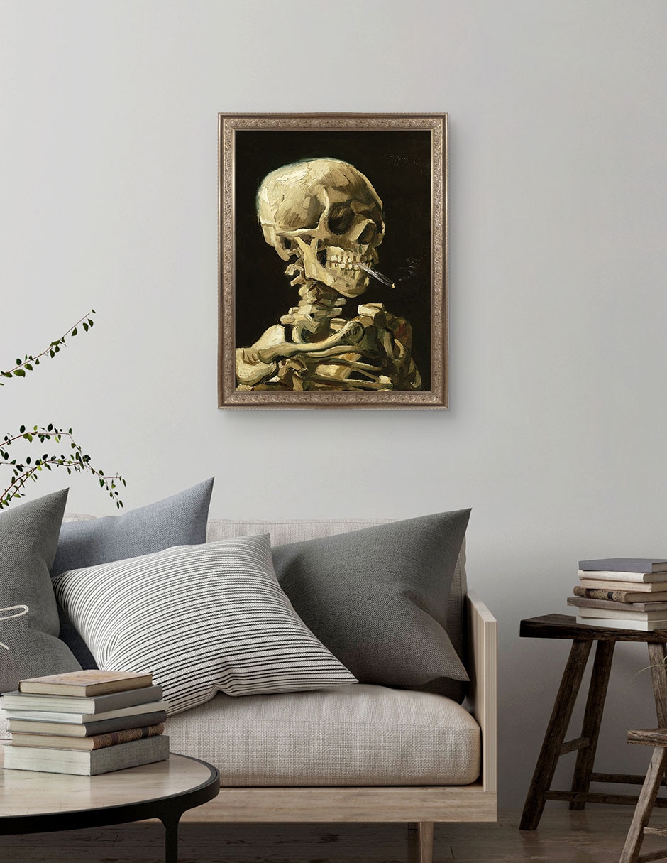 Cuadro decorativo Calavera con cigarrillo encendido de Vincent Van Gogh técnica mixta 2