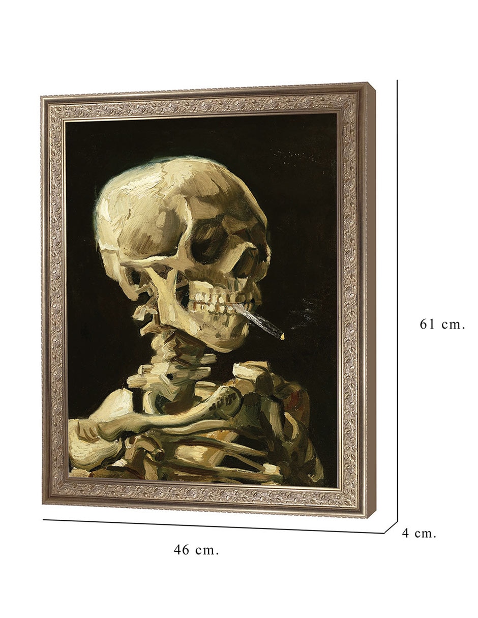 Cuadro decorativo Calavera con cigarrillo encendido de Vincent Van Gogh técnica mixta 8