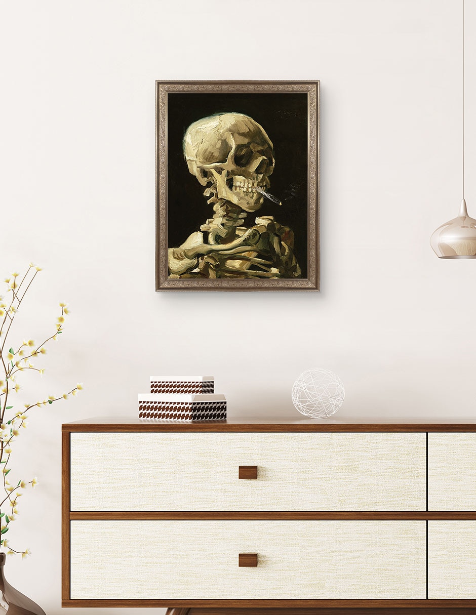 Cuadro decorativo Calavera con cigarrillo encendido de Vincent Van Gogh técnica mixta 3
