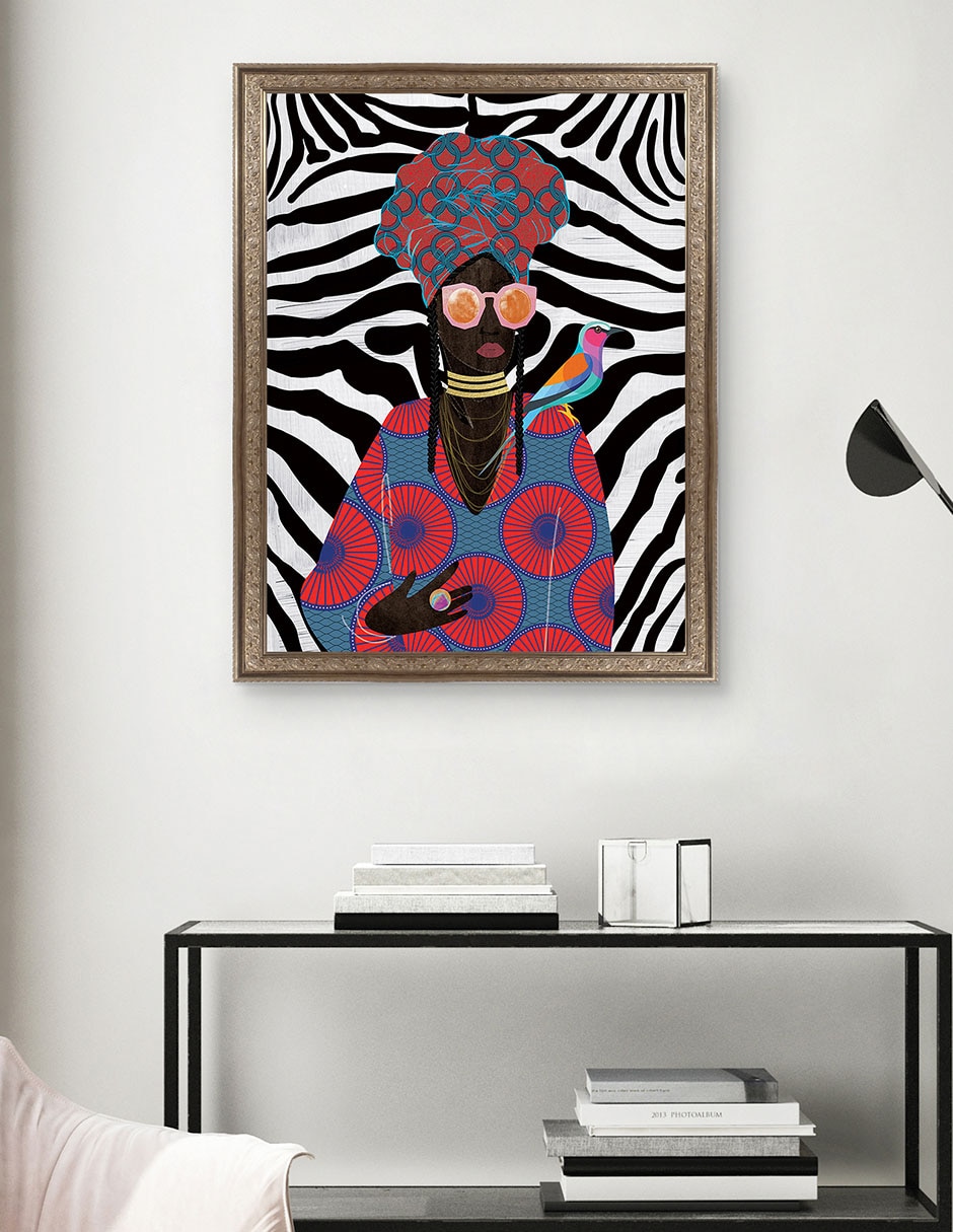 Cuadro decorativo Reina moderna con turbante 2 de Nikki Chu técnica mixta 4