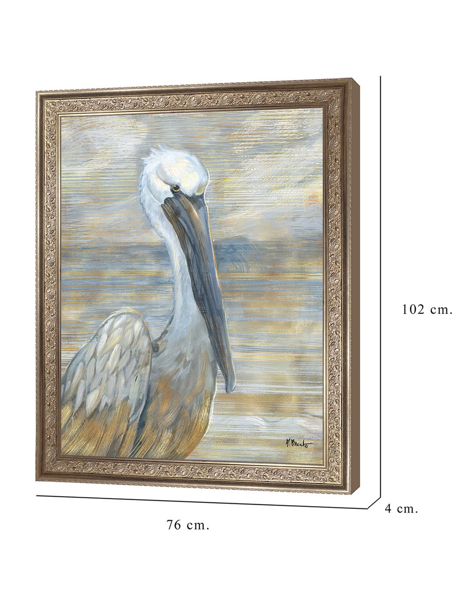 Cuadro decorativo Pelícano dorado y salado de Paul Brent técnica mixta 2