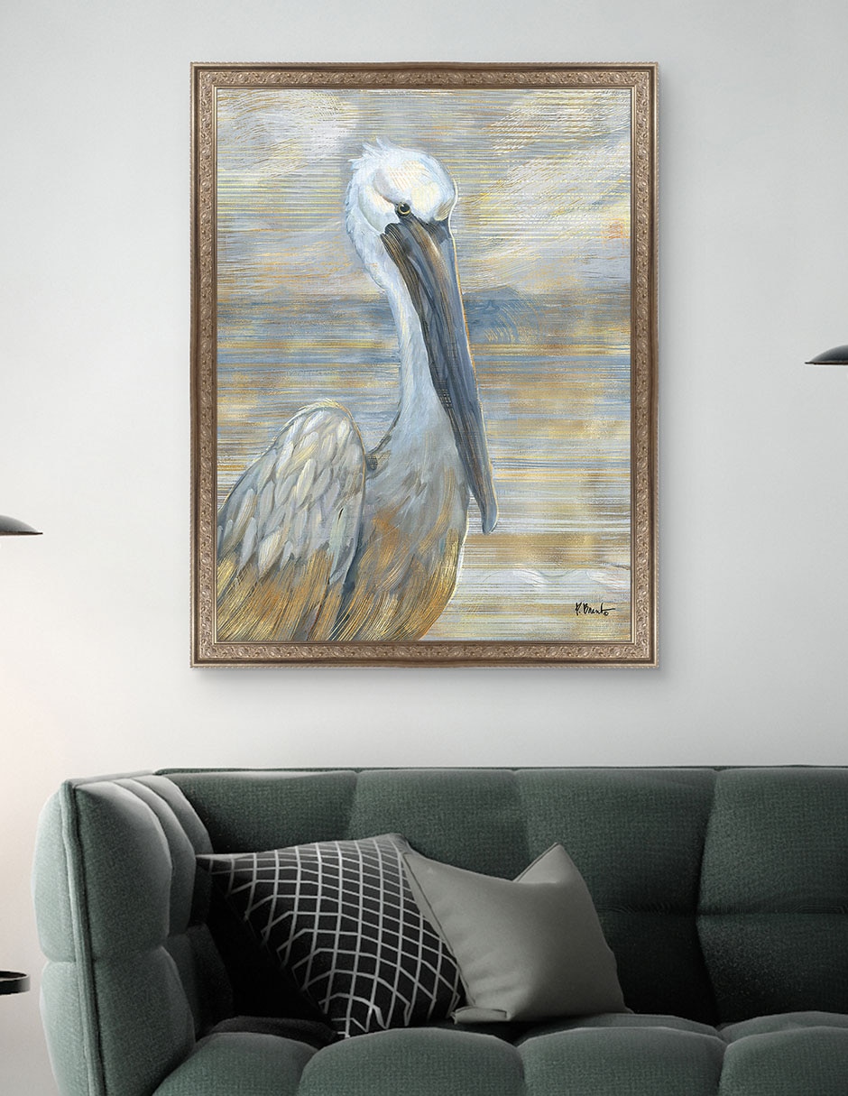 Cuadro decorativo Pelícano dorado y salado de Paul Brent técnica mixta 5