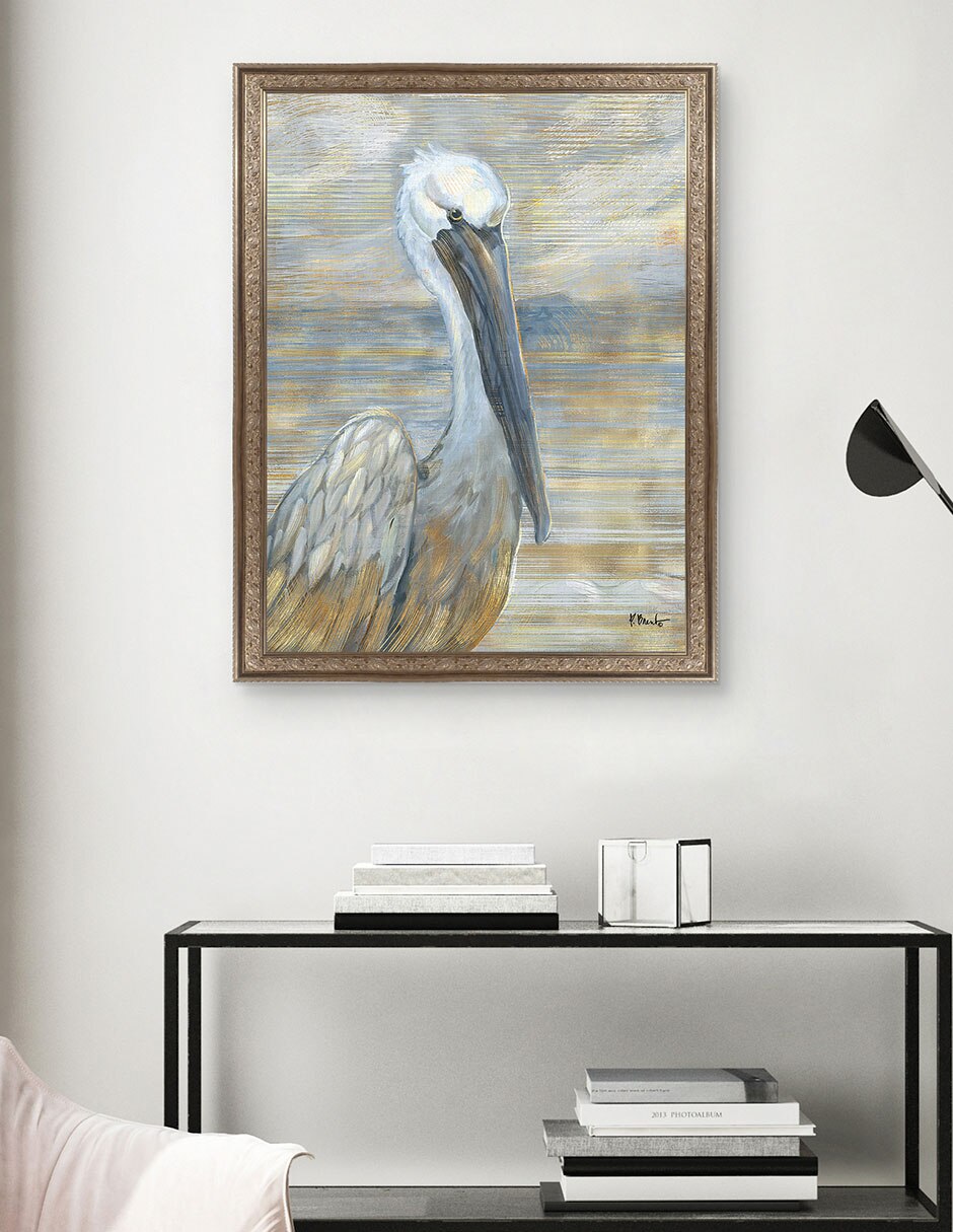 Cuadro decorativo Pelícano dorado y salado de Paul Brent técnica mixta 4