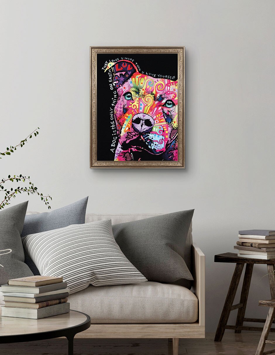 Cuadro decorativo Pitbull pensativo de Dean Russo técnica mixta 2
