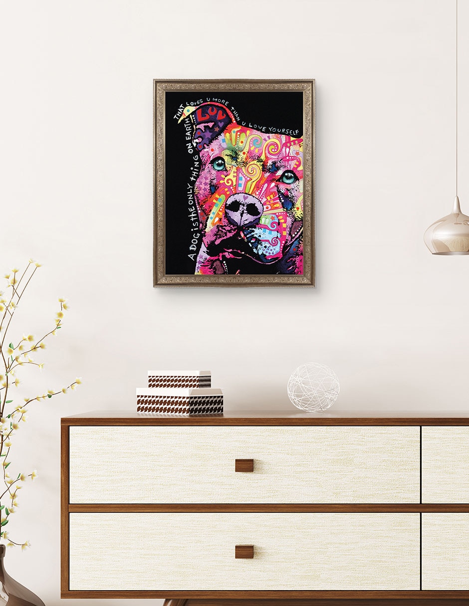 Cuadro decorativo Pitbull pensativo de Dean Russo técnica mixta 3