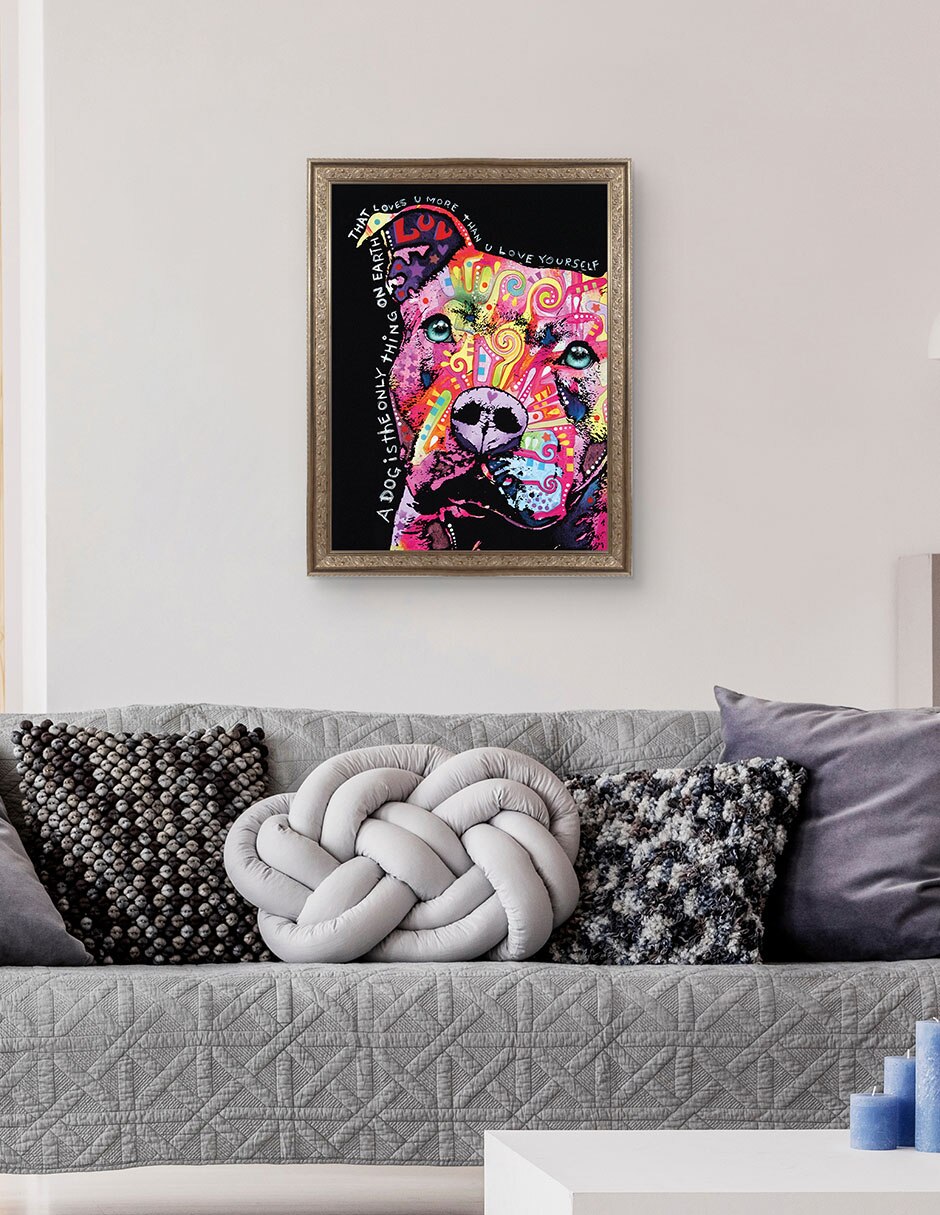 Cuadro decorativo Pitbull pensativo de Dean Russo técnica mixta 4