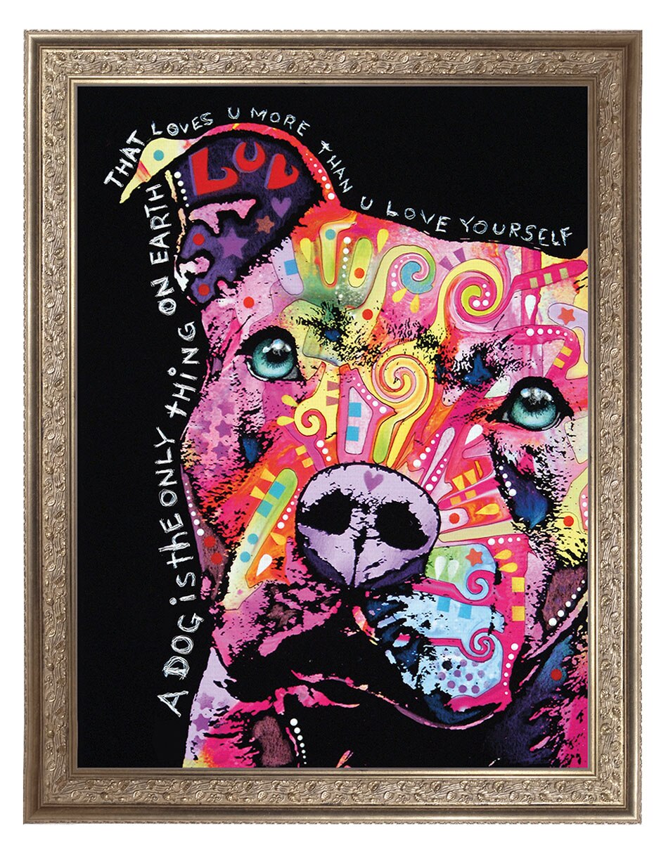 Cuadro decorativo Pitbull pensativo de Dean Russo técnica mixta Cuadro decorativo Pitbull pensativo de Dean Russo técnica mixta