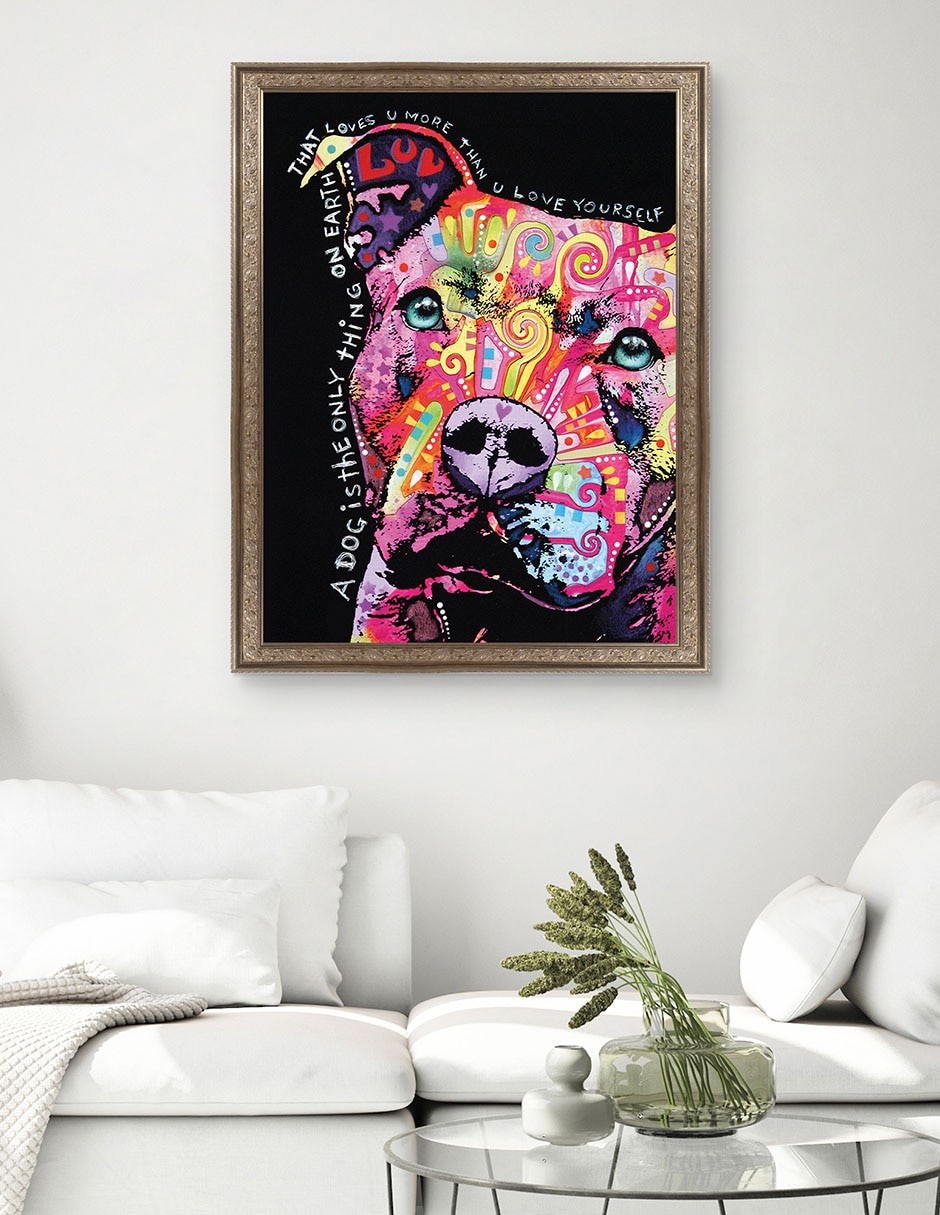 Cuadro decorativo Pitbull pensativo de Dean Russo técnica mixta 3