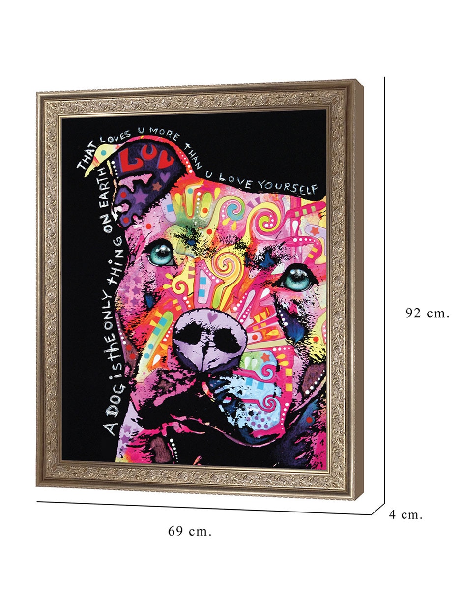 Cuadro decorativo Pitbull pensativo de Dean Russo técnica mixta 2