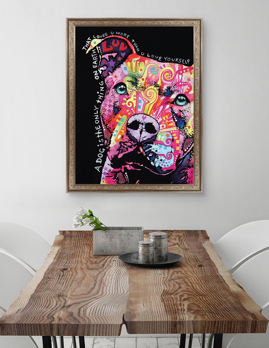Cuadro decorativo Pitbull pensativo de Dean Russo técnica mixta 4