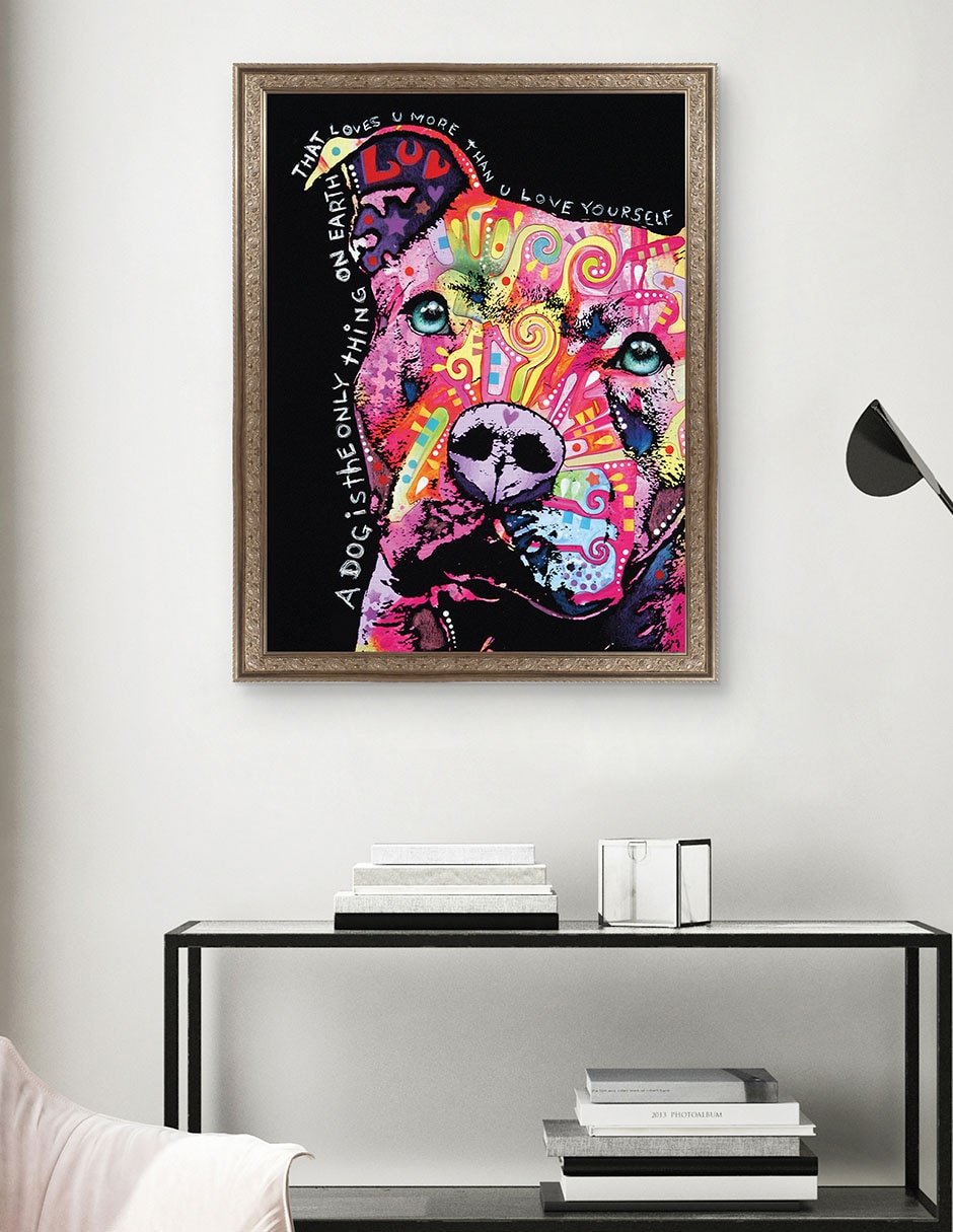 Cuadro decorativo Pitbull pensativo de Dean Russo técnica mixta 5