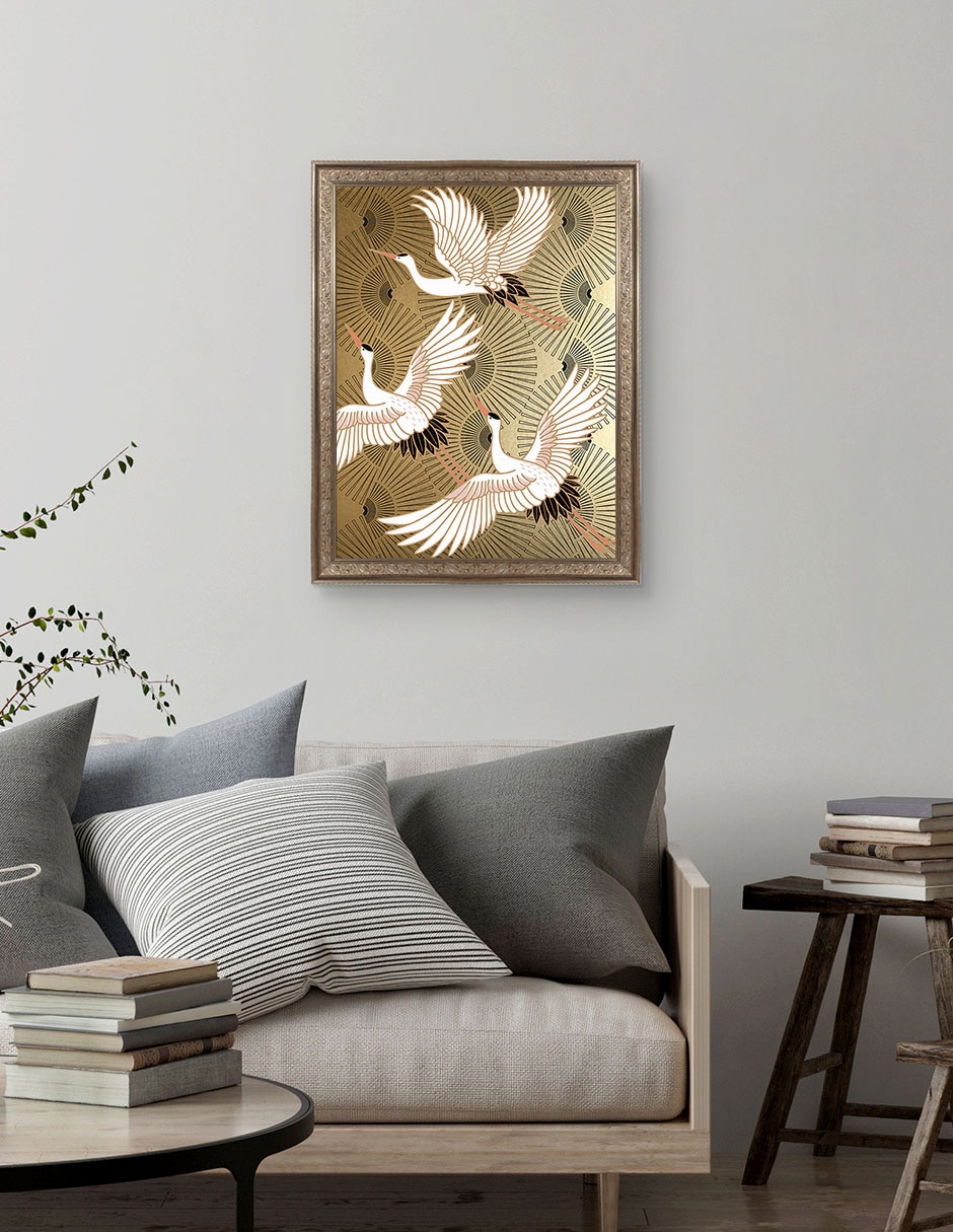 Cuadro decorativo Grulla joya japonesa de Nikki Chu técnica mixta 3