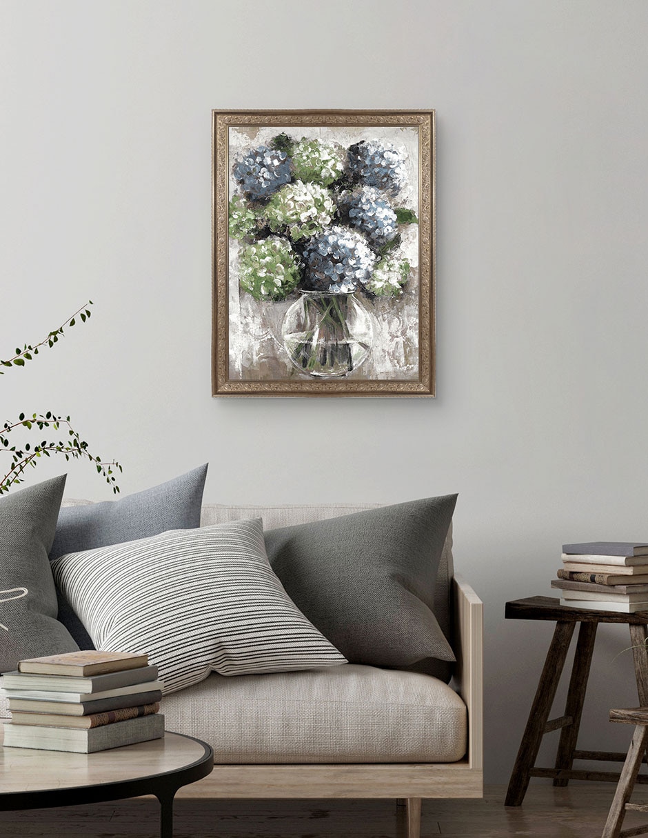 Cuadro decorativo Estudio de hortensias azules de Sandy Doonan técnica mixta 3