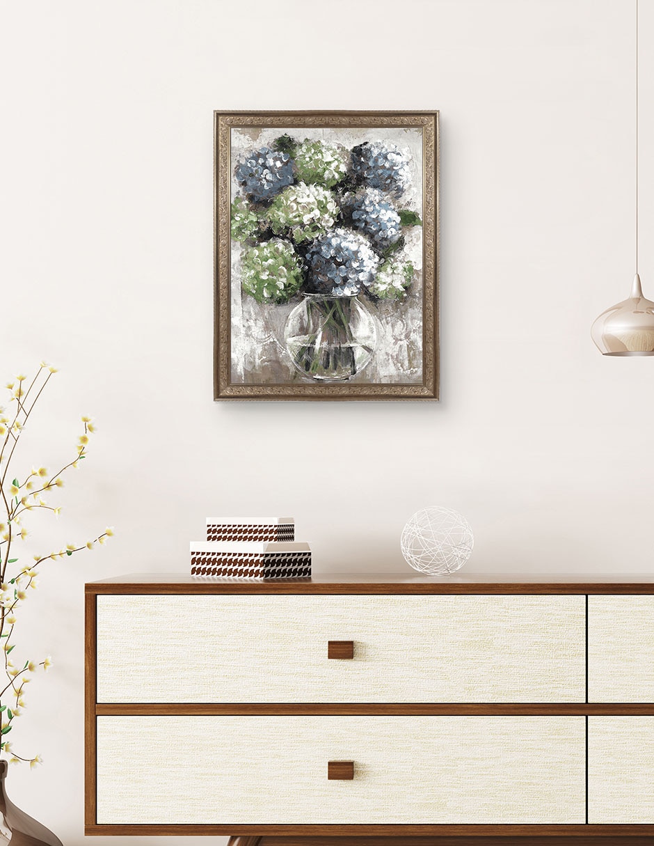 Cuadro decorativo Estudio de hortensias azules de Sandy Doonan técnica mixta 4