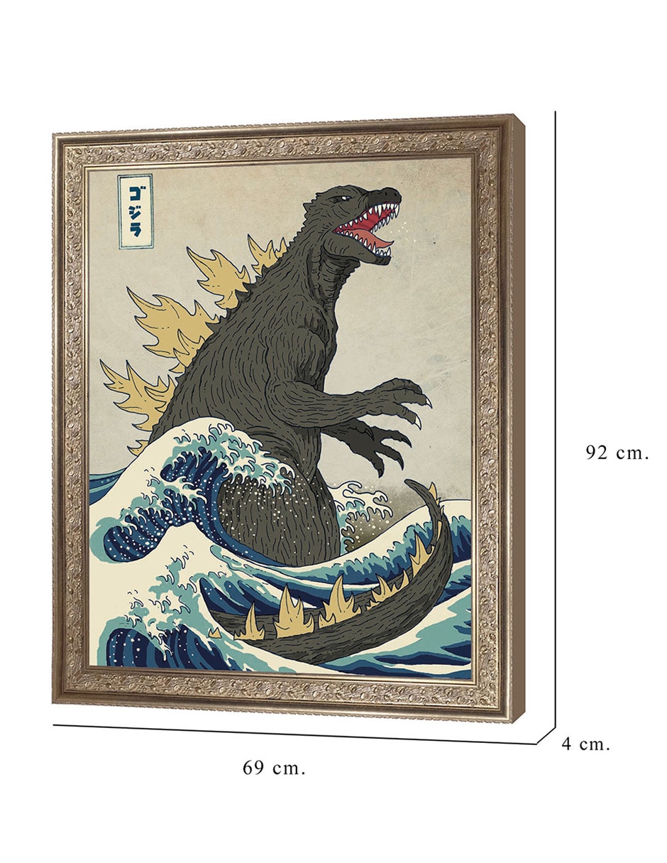 Cuadro decorativo El gran monstruo de Kanagawa de Michael Buxton técnica mixta 8