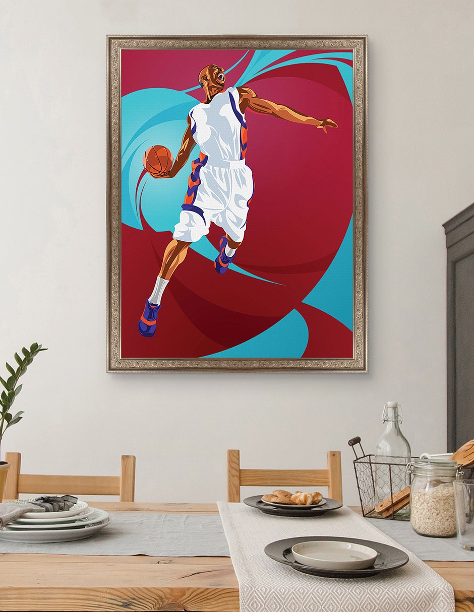 Cuadro decorativo Clavada de baloncesto de Nikita Abakumov técnica mixta 3