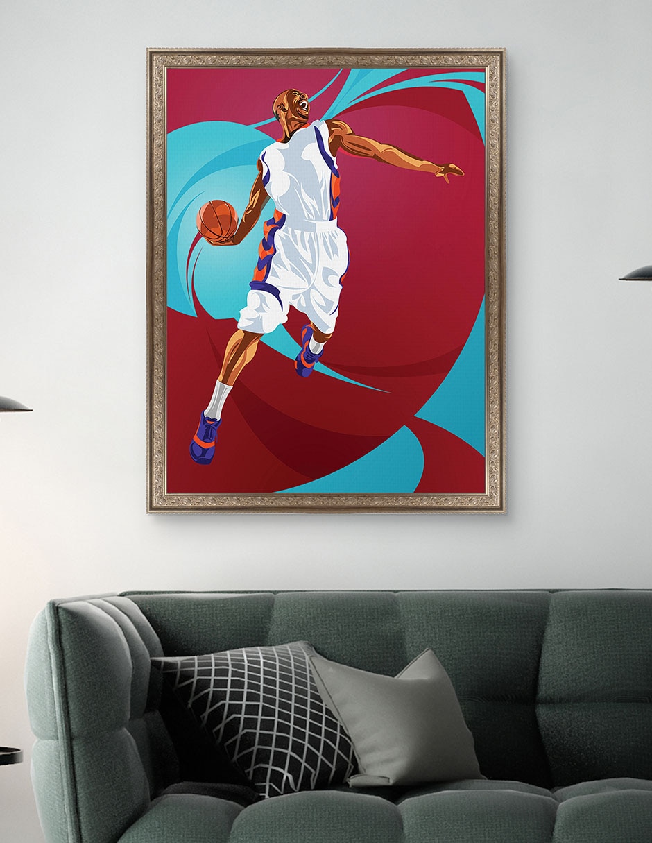 Cuadro decorativo Clavada de baloncesto de Nikita Abakumov técnica mixta 4