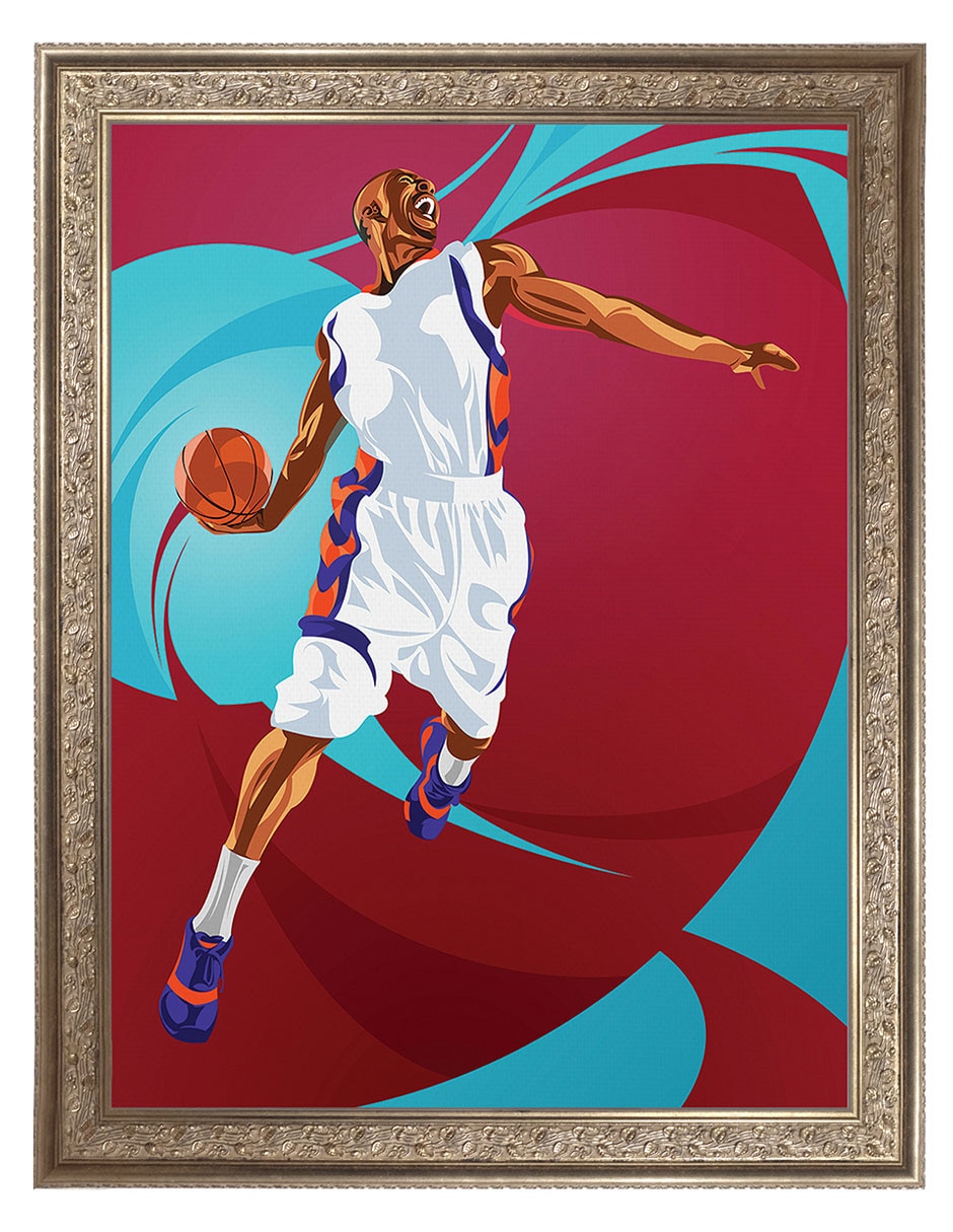 Cuadro decorativo Clavada de baloncesto de Nikita Abakumov técnica mixta